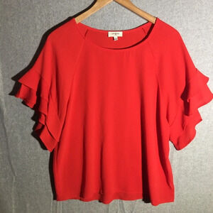 Womens Umgee Blouse Ruffles Holiday Party Casual Formal Work Career Office